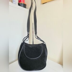 De Vecchi Black Suede Shoulder Bag